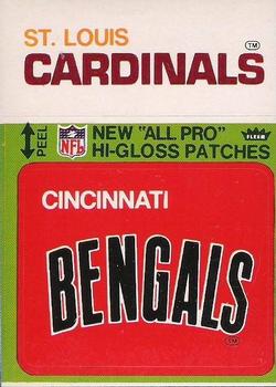 1976 Fleer Football Patches - High Gloss #NNO Cincinnati Bengals Logo / St. Louis Cardinals Name Front