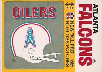 1976 Fleer Football Patches - High Gloss #NNO Houston Oilers Helmet / Atlanta Falcons Name Front