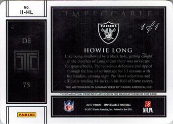 2017 Panini Impeccable - Indelible Ink Printing Plate Magenta #II-HL Howie Long Back