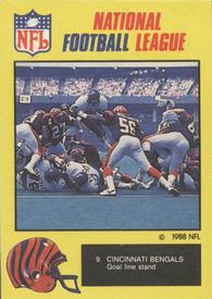 1988 Monty Gum NFL #9 Cincinnati Bengals goal line stand Front