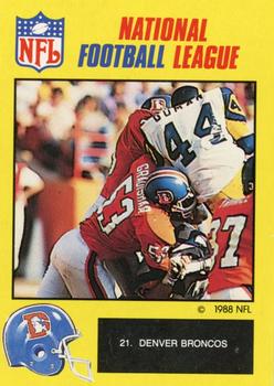 1988 Monty Gum NFL - Paper #21 Denver Broncos action photo Front