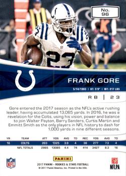 2017 Panini Rookies & Stars #96 Frank Gore Back