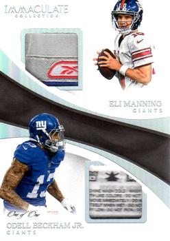 2017 Panini Immaculate Collection - Dual Prime Platinum #DU-3 Odell Beckham Jr. / Eli Manning Front