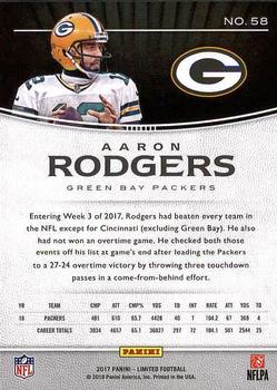 2017 Panini Limited #58 Aaron Rodgers Back