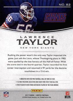2017 Panini Limited #82 Lawrence Taylor Back