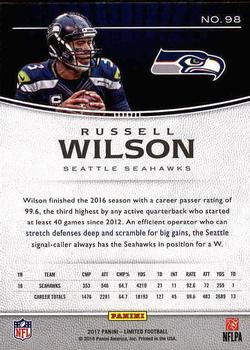 2017 Panini Limited #98 Russell Wilson Back