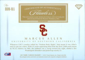 2017 Panini Flawless Collegiate - Dual Diamond Memorabilia Autographs Silver #DDM-MA Marcus Allen Back