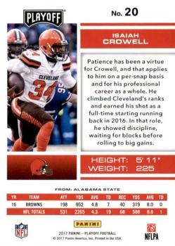 2017 Panini Playoff - Red Zone #20 Isaiah Crowell Back