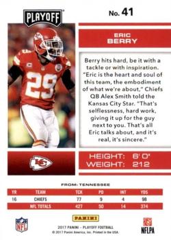 2017 Panini Playoff - Red Zone #41 Eric Berry Back