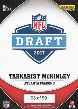 2017 Panini Instant NFL - NFL Draft Purple #DP26 Takkarist McKinley Back