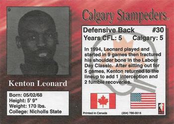 1995 R.E.L. #9 Kenton Leonard Back