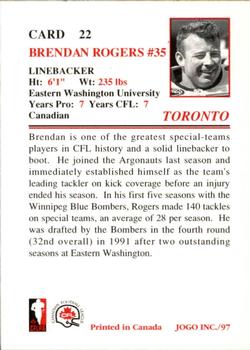 1997 JOGO #22 Brendan Rogers Back