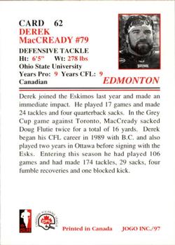 1997 JOGO #62 Derek MacCready Back