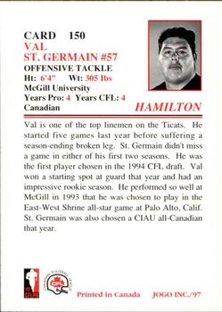 1997 JOGO #150 Val St. Germain Back
