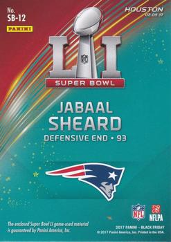2017 Panini Black Friday - Super Bowl Memorabilia #SB-12 Jabaal Sheard Back