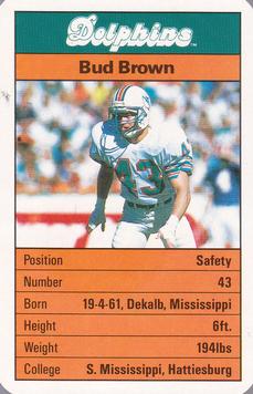 1987 Ace Fact Pack Miami Dolphins #NNO Bud Brown Front