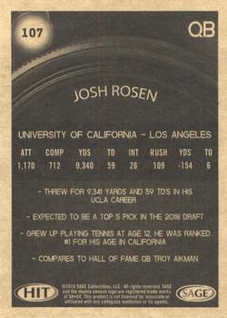2018 SAGE HIT #107 Josh Rosen Back