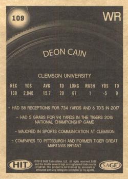 2018 SAGE HIT #109 Deon Cain Back