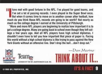 1993 NFL Properties FACT #9 Dan Marino Back