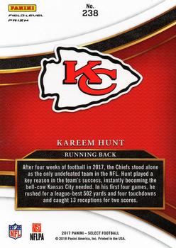 2017 Panini Select #238 Kareem Hunt Back
