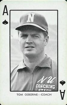 1973 Nebraska Cornhuskers Playing Cards (White Backs) #A♠ Tom Osborne Front