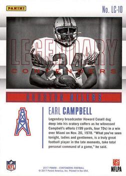 2017 Panini Contenders - Legendary Contenders #LC-10 Earl Campbell Back
