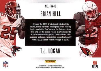 2017 Panini Contenders - Round Numbers #RN-18 Brian Hill / T.J. Logan Back