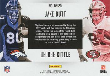 2017 Panini Contenders - Round Numbers Gold #RN-20 Jake Butt / George Kittle Back