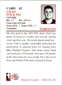 1998 JOGO #43 Chad Folk Back
