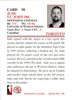 1998 JOGO #50 Jude St. John Back