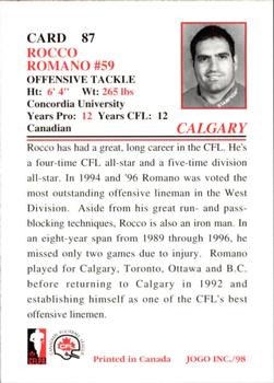 1998 JOGO #87 Rocco Romano Back