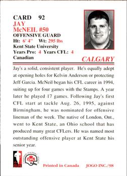 1998 JOGO #92 Jay McNeil Back