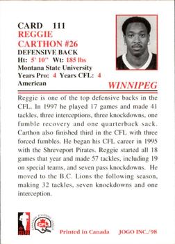 1998 JOGO #111 Reggie Carthon Back