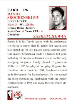 1998 JOGO #126 Randy Srochenski Back