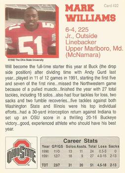 1992 Ohio State Buckeyes #22 Mark Williams Back