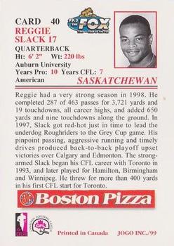 1999 JOGO Boston Pizza #40 Reggie Slack Back