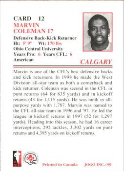 1999 JOGO #12 Marvin Coleman Back