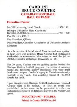 2000 JOGO Hall of Fame E #12E Bruce Coulter Back