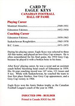 2000 JOGO Hall of Fame F #7F Eagle Keys Back