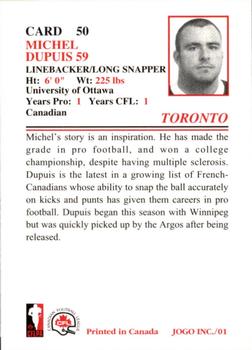 2001 JOGO #50 Michel Dupuis Back