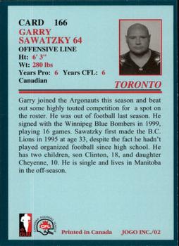 2002 JOGO #166 Garry Sawatzky Back
