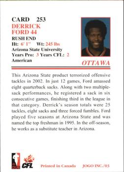 2003 JOGO #253 Derrick Ford Back