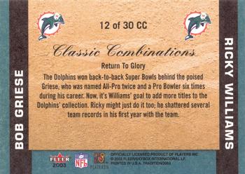 2003 Fleer Tradition - Classic Combinations Red #12 CC Bob Griese / Ricky Williams Back