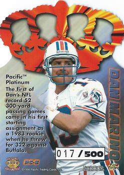 1996 Pacific - Platinum Crown Die Cuts #PC-5 Dan Marino Back