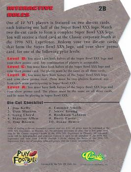 1996 Classic NFL Experience - Super Bowl XXX Die Cut Interactive #2B Dan Marino Back