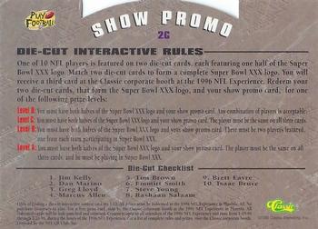 1996 Classic NFL Experience - Super Bowl XXX Die Cut Interactive #2C Dan Marino Back