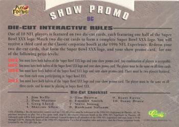 1996 Classic NFL Experience - Super Bowl XXX Die Cut Interactive #9C Brett Favre Back