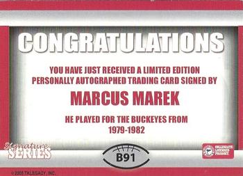 2004-09 TK Legacy Ohio State Buckeyes - Buckeyes Autographs #B91 Marcus Marek Back