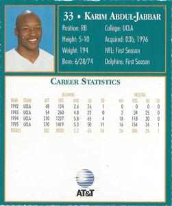1996 AT&T Miami Dolphins #NNO Karim Abdul-Jabbar Back