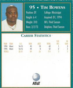 1996 AT&T Miami Dolphins #NNO Tim Bowens Back